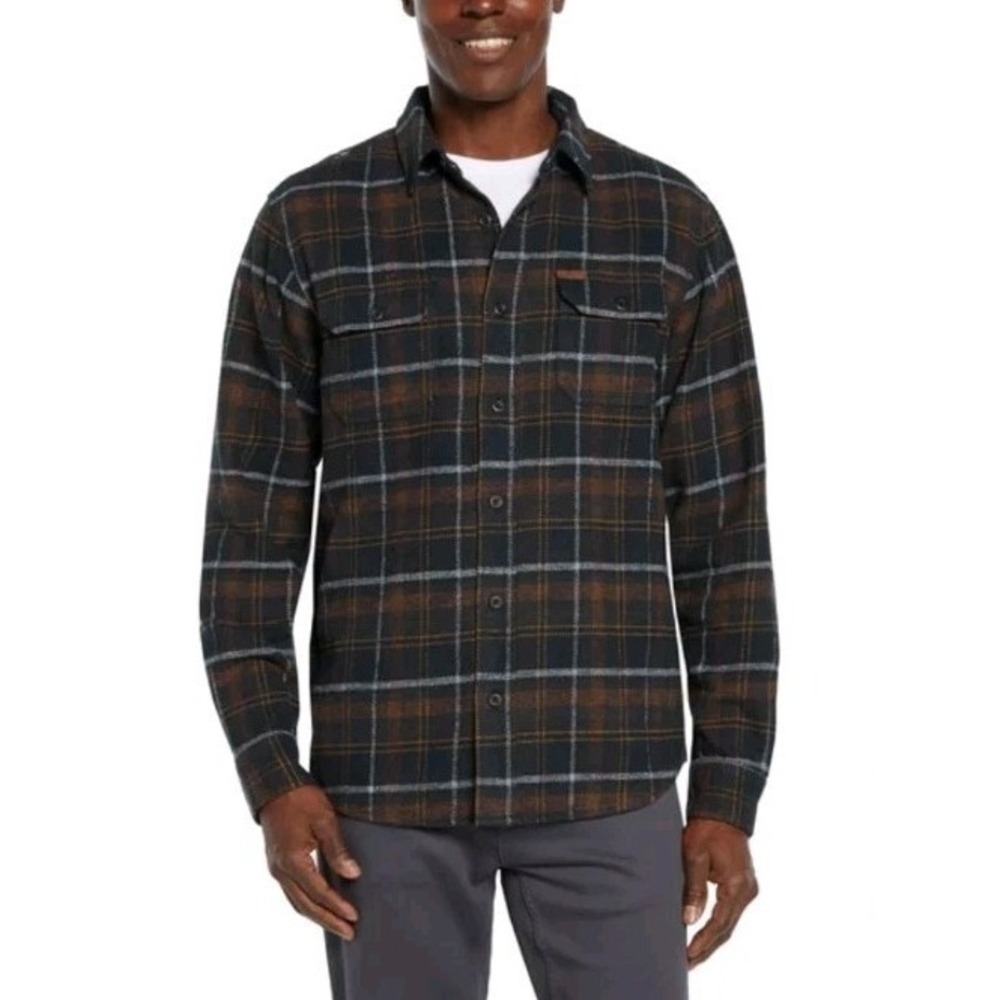 Orvis Men's Flannel Shirt Spread Collar Blue Size‎ Medium